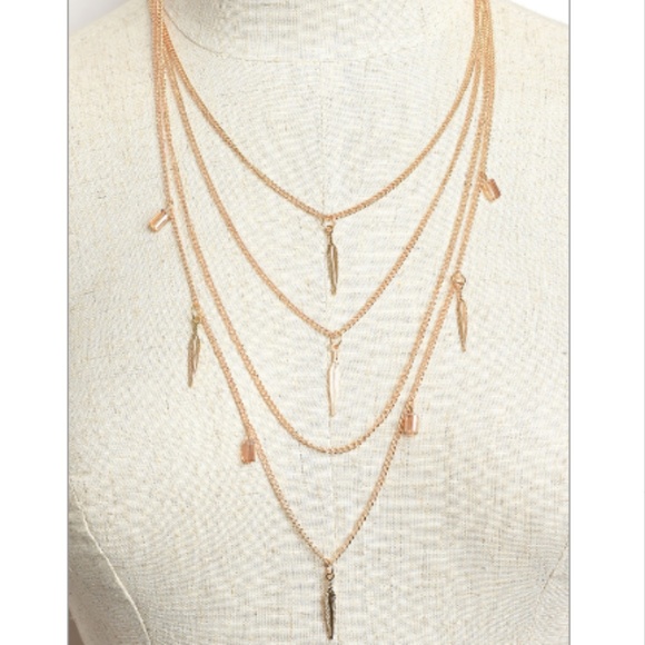 C.C. Boutique Jewelry - NWT Gold Multi Strand Feather Necklace